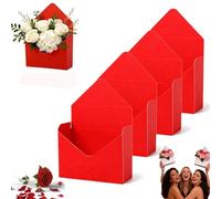 Boîte-Cadeau Enveloppe Saint-Valentin, Coffret Romantique En Forme d'Enveloppe, Boîte à Bouquet Fleuriste pour Décoration de Mariage, Anniversaire, Fête & Demande en Mariage(Red-1,4pcs)