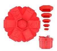 Boîte cadeau explosion à 5 couches avec nœud en ruban, boîtes de scrapbooking faites à la main, récipient surprise créatif pour anniversaire, Noël, festival, souvenirs