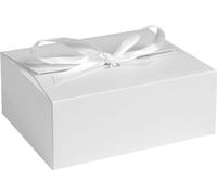 Boîte cadeau, Fashion style box, fermeture velcro et ruban de fermeture en satin, format 25x20x10cm BLANC 5 pcs.