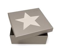Boîte cadeau grise étoile 22 x 22 x 8 cm - Boîte cadeau « Étoile souhaitée » avec couvercle, boîte cadeau moderne