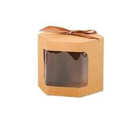 Boîte cadeau haut de gamme avec couvercle magnétiq Boîte à bonbons en papier kraft avec fenêtre et ruban, lot de 25, blanc, marron, plusieurs tailles