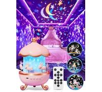 ¿Boite Cadeau¿Kawaii Cadeau Noel, 10 Musique Veilleuse Bébé Musicale Et Lumineuse,15 Films Veilleuse Enfant Veilleuse Projecteur Ciel Etoile,360°Rotation Telecommandé Veilleuse Bebe Fille Cadeau