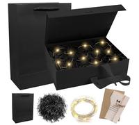 Boite Cadeau Magnétique 21x17x7cm - Ensemble avec Couvercle et Bowknot - Décorative et Vide - Noir