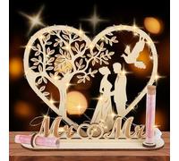 Boîte Cadeau Mariage en Bois Élégante avec Lumière LED, Cadeau Mariage Parfait pour les Mariés, Boîte à Argent Personnalisable pour Présents en Espèces, Décoration Unique de Mariage