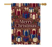 Boîte cadeau Merry Christmas avec inscription « Merry Christmas » - Drapeau