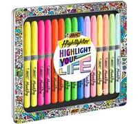 BIC – Boîte cadeau métal Highlighter Your Life Grip – 15 surligneurs assortis intenses et pastels