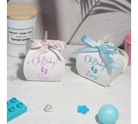 Boîte-cadeau miniature personnalisable "Oh Ba By!" avec ruban rose/bleu, idéale pour les cadeaux de baby shower, personnalisée avec un nom, parfaite pour les petits cadeaux, bonbons et chocolats Impri