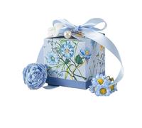 Boite Cadeau Nniversaire Lot de 12/30 boîtes à bonbons en papier à motif floral, idéales for un mariage, un anniversaire ou la Saint-Valentin(Blue,12pcs)