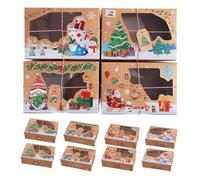 Boite Cadeau Noel 12 Pièces, Boite Noel Biscuit avec Fenêtre Transparente, Coffret Biscuits de Noël avec Ruban, 20 X 15 X 7.5 cm, pour Boulangerie de Noël, Chocolat, Sucettes, Bonbons, Biscuits