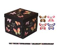 Boîte cadeau papillon - 14,5 x 14,5 x 12,7 cm Boîte à surpise créative en papier avec motif décoratif | Boîte cadeau romantique d'anniversaire et de Saint-Valentin pour fête, célébration et événements