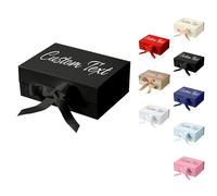 Boîte Cadeau Personnalisé avec Couvercle 22x16.5x9 cm, Images et Texte Personnalisables, Boite Papier avec Ruban, pour Réception de Mariages, Anniversaires, Saint-Valentin