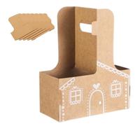 Boîte cadeau/porte-gobelet en forme de maison en pain d'épice, grande boîte à friandises en forme de maison en pain d'épice, emballage for bonbons de Noël, avec poignée(10PCS)