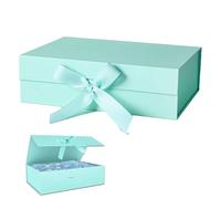 Boîte Cadeau Rectangulaire Magnétique, 23 x 17 x 7 cm Boîte Cadeau Magnétique avec Couvercle, Bac à Cadeaux de Mariage, Bac à Cadeaux avec Bowknot, pour Mariages, Anniversaires, Valentin, Noel(Vert)