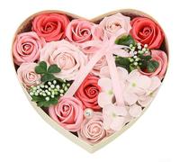 Boîte cadeau romantique en forme de cœur avec savon rose parfumé pour Saint-Valentin, anniversaire, fête des mères, anniversaire de mariage, rouge, jaune, violet, rose, bleu, 21 x 18 x 8,5 cm (d)