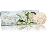 Boîte Cadeau Savon Muguet Italien, Lot De 3 Savons Naturel Ronde Sculptée Avec Fleurs, 3 X 125g