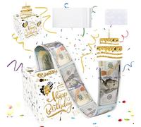Boîte cadeau surprise d'anniversaire pour argent liquide, boîte cadeau pop-up pour argent (blanc)