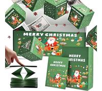 Boîte cadeau surprise de Noël 2026 - Explosion pour l'argent - Enveloppe rebondissante unique et pliable - Boîtes cadeaux pop-up pour Noël (vert avec 16 boîtes)