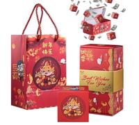Boîte cadeau surprise pour le Nouvel An chinois, boîte pop-up à explosion, 12 petites boîtes bondissantes, enveloppe rouge pliante créative, année du Dragon 2024