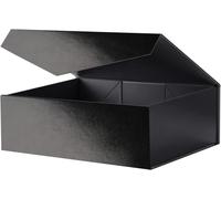 Boîte Cadeau Vide 35,6 X 24,1 X 11,4 Cm ,Grande Boîte Cadeau Avec Couvercle ,Boîte Pour Garçon D'honneur,Boîte Cadeau Avec Fermeture Magnétique(Noir Brillant,Texture Herbe)