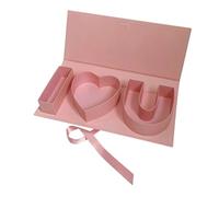 Boîte cadeau vide décorative for fleurs, boîte à savon, lettres remplir, en forme de lettre for fête, chocolat, bricolage Pour Les Fleuristes(Pink)