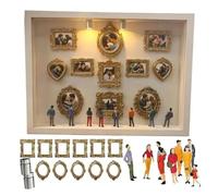 Boîte-Cadre de musée Kit de scène Miniature à Faire soi-même, boîte Silhouette, Mini Cadre d'ombre musée avec Cadres dorés, Figurines for Voyage(A)