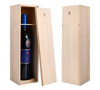 Boîte Caisse à Vin en Bois avec Couvercle Coulissant, Boîte de Rangement pour Bouteille de Vin, Vin Cadeau Emballage Boite Coffret en Bois pour Anniversaire Mariage Crémaillère