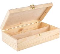 Boîte Caisse à Vin en Bois Cadeau Non Peint | Boite Rangement | 2 Bouteilles | 35 x 21 x 11 cm - CREATIVE DECO