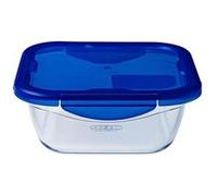 Pyrex Plat de conservation COOK&GO carré 1,9 L 21 cm avec couvercle bleu
