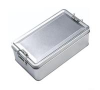 Boîte carrée en métal en acier inoxydable avec couvercle à loquet, parfaite pour organiser et stocker des collations, des bonbons et des pâtisseries, design compact et sécurisé (grande taille, argenté