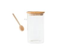 Pebbly – Boîte de conservation carrée en verre PKV-050 – couvercle bambou, cuillère doseuse – 1,4 L