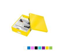 Leitz, Boîte à Compartiments Click et Store A4, Format Medium, Rangement Flexible 2-4 Compartiments, Superposable, Finition PP, Maison Bureau, Jaune WOW, 60580001