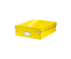 Boîte carton compartimentée multi usages avec couvercle - Jaune
