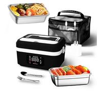 Boite Chauffante Repas Sur Batterie, Gamelle Chauffante Batterie, Lunch Box Chauffante Batteries, Avec Contrôle De La Durée Et De La Température Préréglées, Inoxydable, Pour Bureau,Voiture,Cuisine (C)