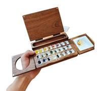 Boîte chevalet en bois Planche à dessin pliable en bois for aquarelle, boîte de distribution peinture portable 24 couleurs, palette teinture for graffitis peints la main, outils d'art