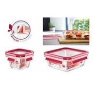 Boite clip&close verre carré 0,18L - Emsa - Rouge - Verre G
