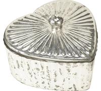Boîte coeur verre champagne avec couvercle - Coffret Vintage Shabby Chic Déco 15,5×15×10cm