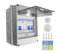 Boîte Coffret Electrique Etanche, tableau électrique pré-équipé, boitier electrique IP65, Sectionneur 10A+16A CA, avec bornier de connexion/rail din métal/obturateurs, pour Maison Bureau un atelier