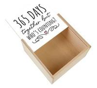 Boite Coffret en Bois - Fabulous - 365 Days Together but Who's Counting (11 x 11 x 3,5 cm) Multicolore G