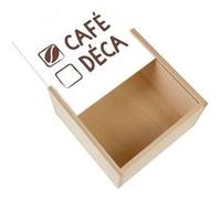 Boite Coffret en Bois - Fabulous - Café Oui, Déca Non (11 x 11 x 3,5 cm) Multicolore G