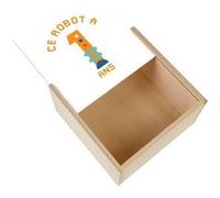 Boite Coffret en Bois - Fabulous - Ce Robot À 1 Ans (11 x 11 x 3,5 cm) Multicolore