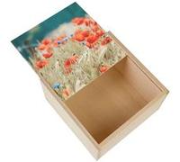 Boite Coffret en Bois - Fabulous - Champ de Coquelicot et Blé (11 x 11 x 3,5 cm) Multicolore