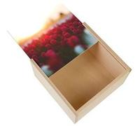 Boite Coffret en Bois - Fabulous - Champ de Tulipe Rouge Soleil Levant (11 x 11 x 3,5 cm) Rouge G