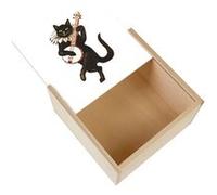 Boite Coffret en Bois - Fabulous - Chat Fou du Roi Illustration (11 x 11 x 3,5 cm) Multicolore G