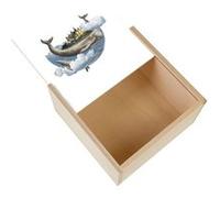 Boite Coffret en Bois - Fabulous - Chateau-baleine dans le Ciel (11 x 11 x 3,5 cm) Multicolore G