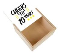 Boite Coffret en Bois - Fabulous - Cheers to 10 Years Anniversaire 10 Ans (11 x 11 x 3,5 cm) Multicolore G