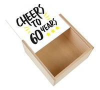 Boite Coffret en Bois - Fabulous - Cheers to 60 Years Anniversaire 60 Ans (11 x 11 x 3,5 cm) Multicolore G