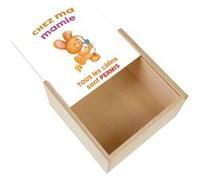 Boite Coffret en Bois - Fabulous - Chez Ma Mamie Tous Les Calins Sont Permis (11 x 11 x 3,5 cm) Multicolore