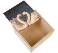 Boite Coffret en Bois - Fabulous - Cygnes Amoureux Coeur Parade Nuptiale (11 x 11 x 3,5 cm) Multicolore G