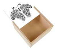 Boite Coffret en Bois - Fabulous - Dessin de Papillon Arabesque (11 x 11 x 3,5 cm) Multicolore G