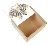 Boite Coffret en Bois - Fabulous - Dessin de Papillon Arabesque (11 x 11 x 3,5 cm) Multicolore G